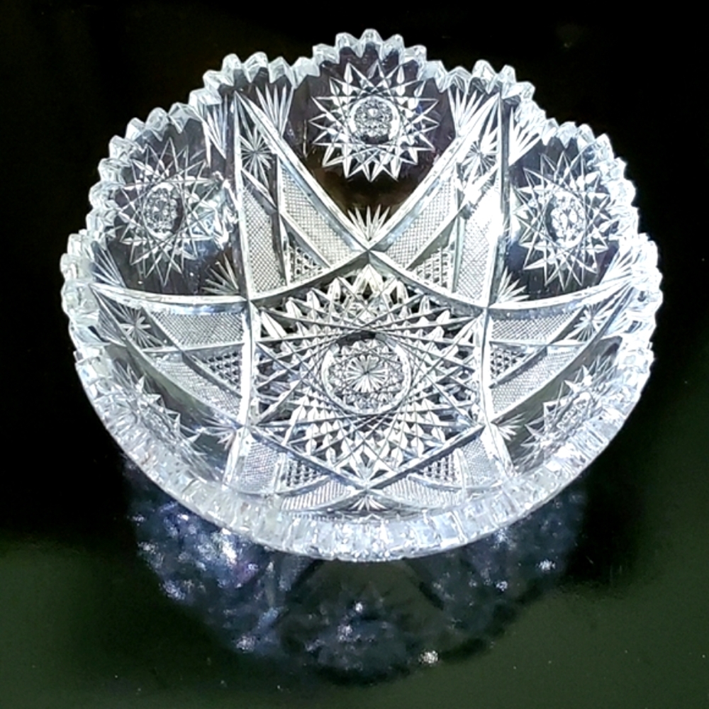 1900 American Brilliant Period (ABP) Lavoy Hand Cut Glass Bowl by Unger Brothers